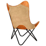 vidaXL Butterfly Fauteuil Papillon en Cuir véritable Marron