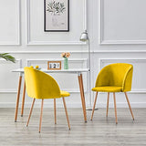 JIASEN - Fauteuil de salle à manger en velours 2 pièces avec pieds en métal tapissés pour chambre à coucher, salle de séjour, chaise de baignoire temporaire de cuisine (jaune)