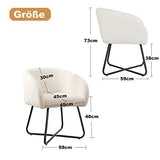 Mingone Fauteuil Simple en Laine d’Agneau Petit Fauteuil Coiffeuse Chaise Pieds en Fer Croisé avec Dossier et Accoudoirs pour Salon Chambre Club Coiffeuse, Blanc