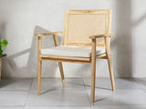 Vente-unique Fauteuil NUORO en Teck et cannage - Naturel