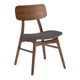 Kave Home - Chaise Selia en hévéa Massif et contreplaqué de Noyer avec revêtement Gris foncé