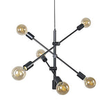 QAZQA sydney - Suspension Industriel - 6 lumière - Ø 75 cm - Noir - Rustique - Éclairage intérieur - Salon I Chambre I Cuisine I Salle à manger