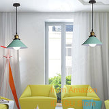 iDEGU Lustre Rétro Suspension Luminaire Vintage 22CM Métal Plafonnier Abat-jour Industriel E27 Lampe de Plafond pour Salon Cuisine Chambre Restaurant (Vert - 1 Lampe)