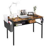 HOOBRO Bureau, Table à Dessin, Table Informatique, Table d’étude avec Dessus Inclinable, avec Pochette de Rangement Amovible et Étagère, Bandes Antidérapantes, Stable, Montage Facile EBF55DN01