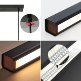 Suspension Luminaire LED moderne, luminaire suspension Noir Design Linéaire Dimmable avec télécommande, luminaire suspendu Réglable 32W pour Salle à Manger Salon Îlot de Cuisine Bureau, 80cm