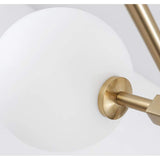 Dsrgwe Lustre Suspension Salon, Lustre en Verre à 6 Ampoules, Laiton satiné avec Globes Blancs, plafonnier de Branche de molécule Magique for Salle à Manger