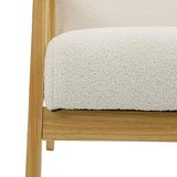 Mingone Fauteuil de Salon en Bois Design Moderne Fauteuil en Laine Fauteuil avec Accoudoirs Chaise D'appoint Relax Chaise de Canapé pour Salon Chambre Vérandas, Blanc