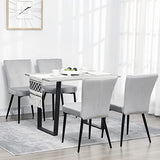 HOMCOM Lot de 4 chaises de Salle à Manger Assise en Velours avec Dossier Chaise de Cuisine Contemporain Chaise de Salon et Pieds en Acier Gris Clair