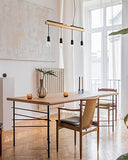 tomons Plafonniers en Bois, Suspension Rétro en Métal à 4 Lumières avec Câble Réglable, Sans Ampoule, pour l'Île de la Cuisine, Salon, Studio, Café, Bar