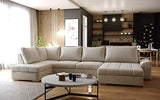 Canapé d'angle panoramique Convertible CASA en U en Tissu Beige Moderne et Design (Angle Gauche)
