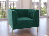 Deco In Paris Fauteuil Moderne en Velours Vert Pieds doré Roby