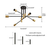 DAXGD Plafonnier Industriel, Lampe de plafond, Lustre industriel E27, 6-Luminaire suspension pour Chambre à coucher Salon (ampoule non incluse)