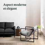 ZINUS Aidan Fauteuil d’exception style suspendu,Fauteuil avec structure en métal et coussins remplis de flocons de mousse, Montage facile sans outils,Fauteuil livré dans une boîte compacte, Gris clair