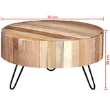 vidaXL Table Basse Bois de Récupération Massif Table d'Appoint Salon Canapé