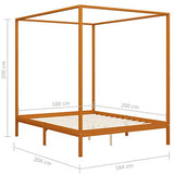 vidaXL Pin Massif Cadre de Lit à Baldaquin Lit Double Lit Adulte Lit Coffre Sommier à Lattes Chambre à Coucher Maison Intérieur Marron Miel 160x200 cm