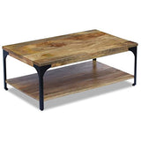 vidaXL Table Basse Table d'Appoint Etagère Bout de Canapé Bois de Manguier