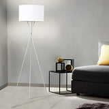 IDMarket - Lampadaire trépied métal chromé Abat-Jour Blanc