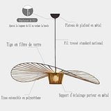 YUXN Suspensions Lustre Vintage Salon Lampe Simple Creative (Hauteur De La Lumière Réglable), Bande De Tissu De Fibre De Verre De Salon + Conception De Chapeau en Fer Forgé，E27 Max 40W Brown 120cm