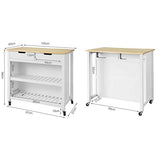 SoBuy FKW74-WN îlot de Cuisine Buffet Séparateur de Cuisine Desserte de Cuisine à roulettes Meuble de Rangement pour Cuisine et Salon avec 2 tiroirs et 2 étagères