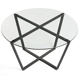 Mango Steam Table Basse Rond en Verre, Dessus Clair et Base Noire