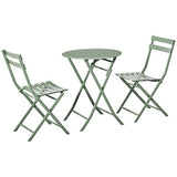 Outsunny Salon de Jardin 2 Personnes - Ensemble Table bistrot Chaise Jardin Pliable - Ensemble bistrot de Jardin - Table Ronde Ø 60 cm avec 2 chaises Pliantes - métal thermolaqué Vert