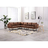 vidaXL Canapé d'angle Sofa de Salon Canapé de Bureau Sofa de Salle de Séjour Meuble de Maison Intérieur Confortable Similicuir Daim Marron