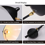 Applique Murale Industrielle Vintage 2 Flammes Lampe Murale Réglable et Extensible Bras Long Pivotant Lampe de Chevet Douille E27 Abat-jour en Métal Noir Éclairage Mural Réglable à 360°, 150 x 95 cm