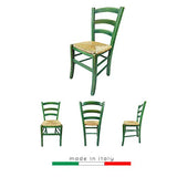 ZStyle Chaise en paille modèle Venezia en bois coloré, pour restaurant, gîte, cuisine - vert, bleu, jaune, rouge