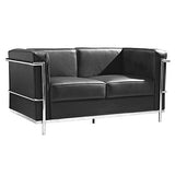 Tousmesmeubles Canapé 2 Places Cuir Noir - CORBS - L 131 x l 70 x H 67 - Neuf