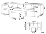 Beliani - Canapé Panoramique Modulable - Lemvig - 6 Modules et Pouf Ottoman, en Velours Côtelé, Rose