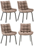 CLP Lot De 4 Chaises De Salle A Manger Saranda en Tissu I Chaise avec Surface D'assise Matelassée I Charge Max.160 Kg, Couleur:Marron Terre, Couleur du Cadre:Noir