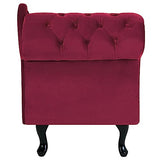 Chaise Longue Côté Gauche Méridienne en Velours Rouge Glamour Elégant Salon Nimes