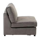 Tousmesmeubles Fauteuil chauffeuse Velours Gris - RURUTU - L 96 x l 79 x H 77 - Neuf