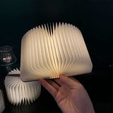 LED Bois Livre Lampes,Lampes décoratives,Petit lampe de chevet LED pliable en bois Blanc chaud en papier avec câble USB,Veilleuse Lumieres,Lampe de Lecture Pliante,Le cadeau parfait pour les femmes