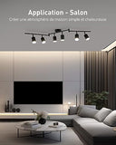 Bojim Plafonnier 6 Spots Orientable, Luminaire Plafonnier LED Pivotants, Moderne Spots de Plafond Noir Mat Plafonnier Spot GU10 pour Cuisine Couloir Salon Chambre Coucher, Sans Ampoule