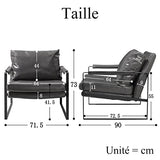 Zouron Fauteuil de Salon Vintage en Similicuir, Fauteuil Relax Confortable avec Pieds en Métal, Fauteuil Chambre Industriel, Gris