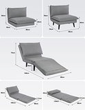 Vesgantti Canapé-Lit Convertible 1 Place, Fauteuil Chauffeuse 1 Place, 6 Positions Pliant, Grand Confort, pour Salon/Bureau/Chambre/Appartement/Petit Espace, Tissu Gris