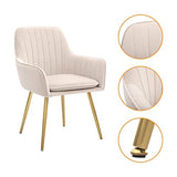 CangLong Furniture Lot de 2 fauteuils Modernes pour Salon et Salle à Manger avec Pieds en métal Noir, Beige