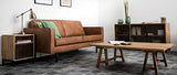 Canapé Vintage 3 Places Cuir Marron Aspect Vieilli et métal Noir Aspen