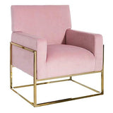 Tousmesmeubles Fauteuil Métal/Tissu Velours Rose - NOFOA - L 74 x l 67 x H 87.50 - Neuf