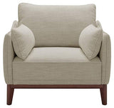 Marque Amazon - Stone & Beam Hillman Fauteuil pour salon style Mid-Century avec pieds et base en bois, 99 cm de large, Ivoire,