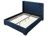 Vente-unique Lit avec tête de lit capitonnée - 160 x 200 cm - Tissu - Bleu - Massimo II