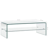 Tidyard Table Basse Verre Trempé | Table Basse Salon 98 x 45 x 31 cm avec 1 Étagère