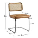 Zouron Chaises De Cuisine en Rotin Lot de 2, Chaises De Salle à Manger Modernes du Milieu du SièCle, Chaises De Cuisine sans Accoudoirs avec Dossier en Rotin Tressé, Pieds en MéTal, Marron