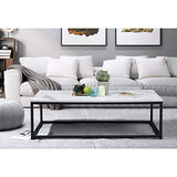 MEUBLE COSY Salon Table Basse Design Moderne Style Industriel, Structure en Métal, Marbre, 110x60x34cm