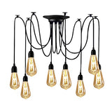 YNXing - Suspension Edison vintage - Réglable - Lampe suspendue - Luminaire industriel - Lustre noir - 1, 3, 5, 6 têtes - 8 supports de lampe