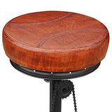 vidaXL Tabouret de Bar en Cuir véritable Style Industriel Vintage