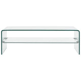 Tidyard Table Basse Verre Trempé | Table Basse Salon 98 x 45 x 31 cm avec 1 Étagère