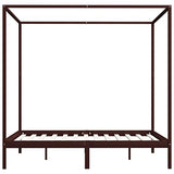vidaXL Pin Massif Cadre de Lit à Baldaquin Lit Double Lit Adulte Lit Coffre Sommier à Lattes Chambre à Coucher Maison Intérieur Marron Foncé 180x200 cm