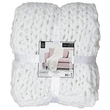 THE HOME DECO FACTORY TX8072 Plaid Couverture Polaire Grosse Maille Chunky Ecru, Acrylique, Taille Unique